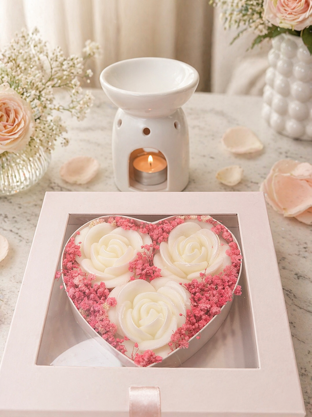 Eternal Love – Wax Heart Bouquet with Warmer