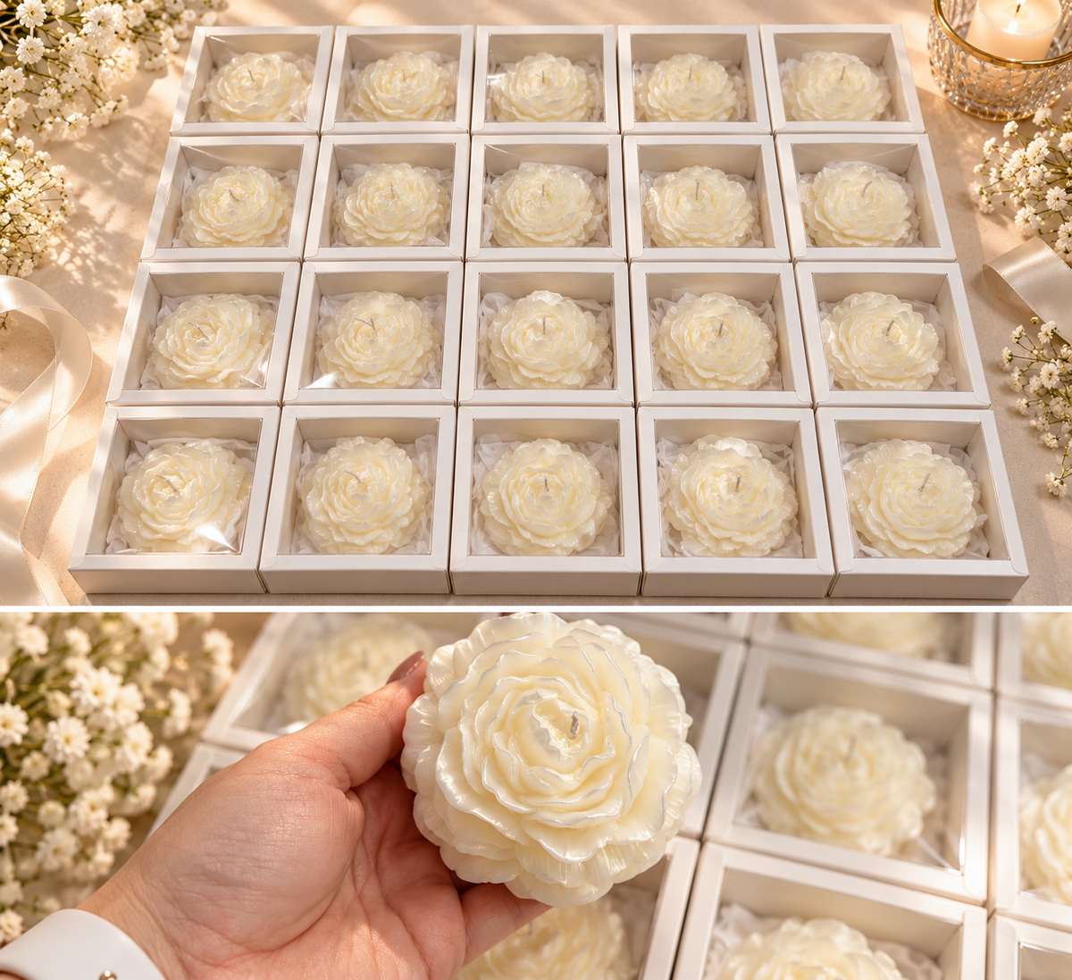 Peony Bloom Candle Favors-Set of 12